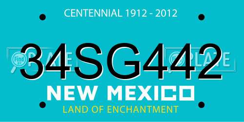 34SG442 New Mexico License Plate