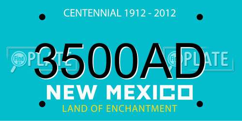 3500AD New Mexico License Plate