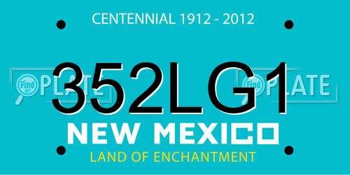 352LG1 New Mexico License Plate