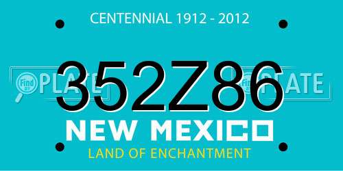 352Z86 New Mexico License Plate