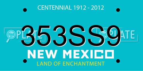353SS9 New Mexico License Plate
