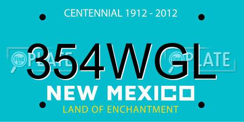 354WGL New Mexico License Plate