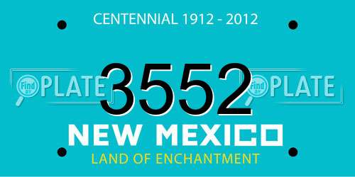 3552 New Mexico License Plate