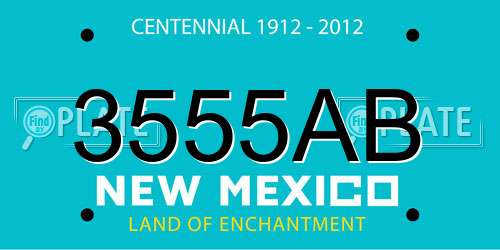 3555AB New Mexico License Plate
