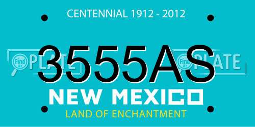 3555AS New Mexico License Plate