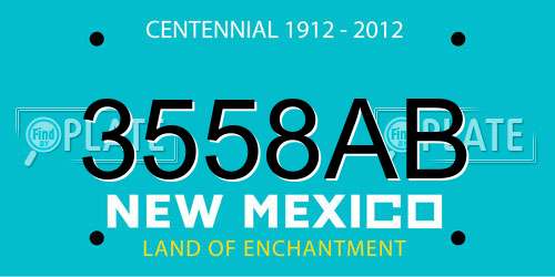 3558AB New Mexico License Plate