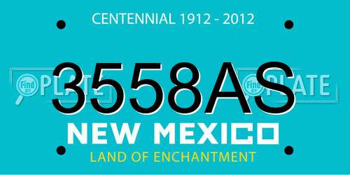 3558AS New Mexico License Plate