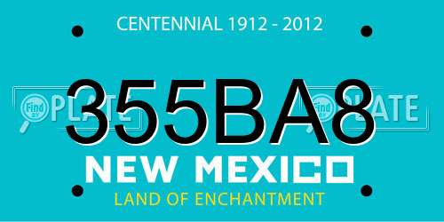 355BA8 New Mexico License Plate