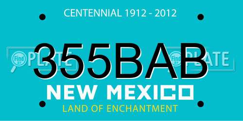 355BAB New Mexico License Plate