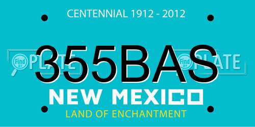 355BAS New Mexico License Plate