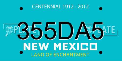 355DA5 New Mexico License Plate