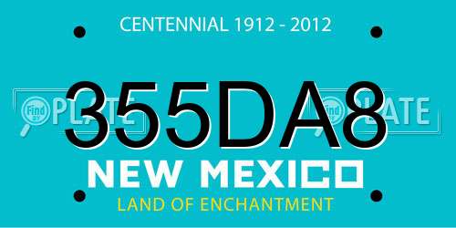 355DA8 New Mexico License Plate