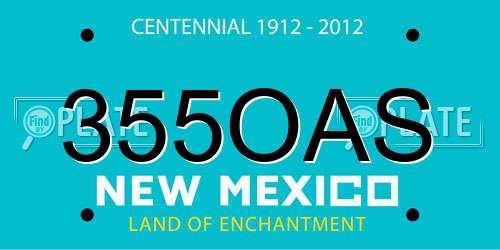 355OAS New Mexico License Plate