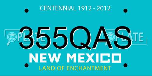 355QAS New Mexico License Plate