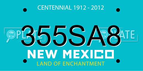 355SA8 New Mexico License Plate