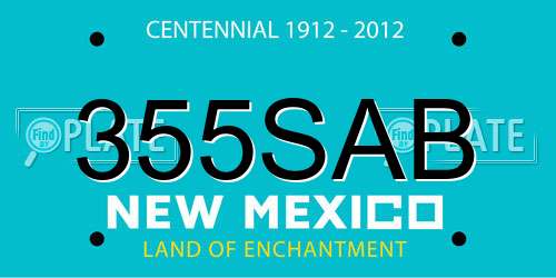 355SAB New Mexico License Plate
