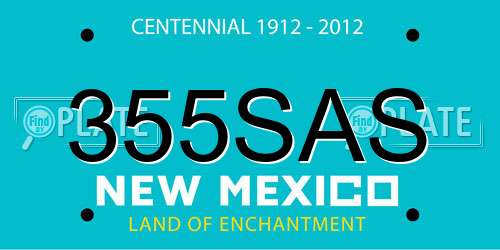 355SAS New Mexico License Plate