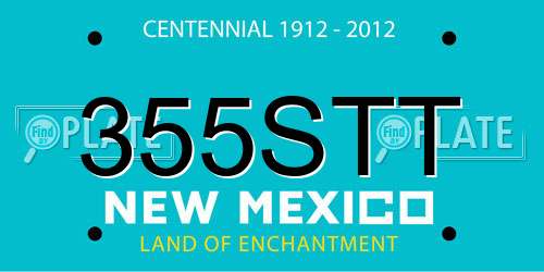355STT New Mexico License Plate