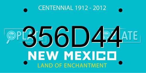 356D44 New Mexico License Plate