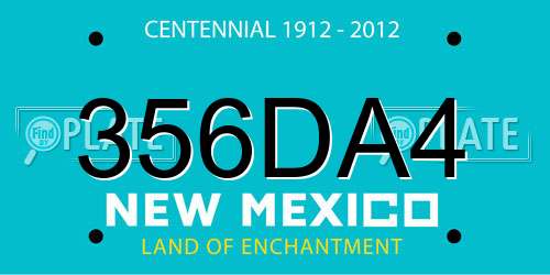 356DA4 New Mexico License Plate