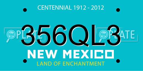 356QL3 New Mexico License Plate