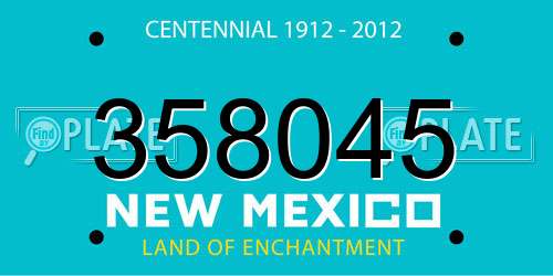 358045 New Mexico License Plate