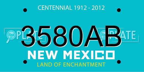 3580AB New Mexico License Plate