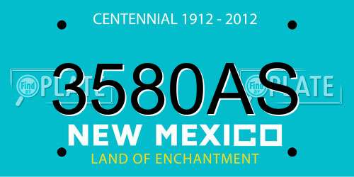3580AS New Mexico License Plate