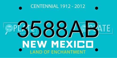 3588AB New Mexico License Plate