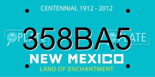 358BA5 New Mexico License Plate