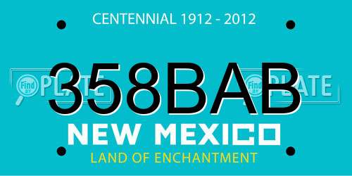 358BAB New Mexico License Plate