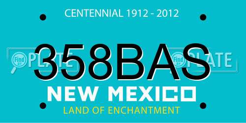 358BAS New Mexico License Plate