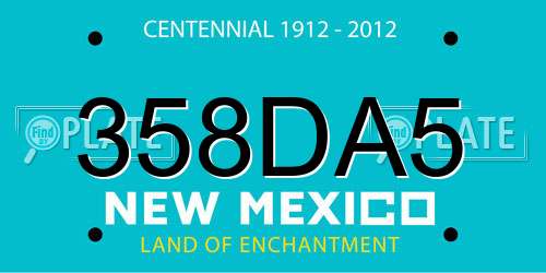 358DA5 New Mexico License Plate