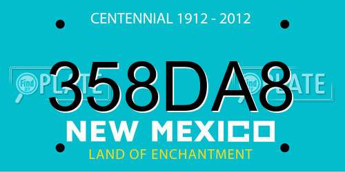 358DA8 New Mexico License Plate
