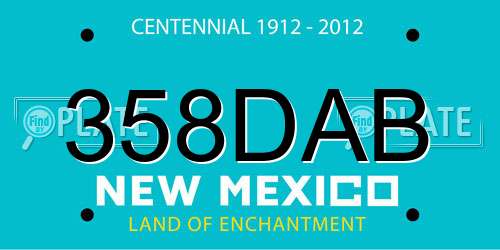 358DAB New Mexico License Plate