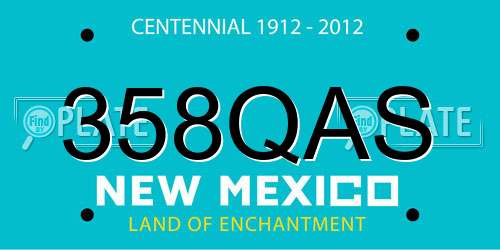 358QAS New Mexico License Plate