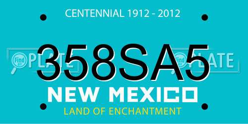 358SA5 New Mexico License Plate