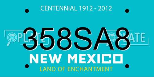 358SA8 New Mexico License Plate