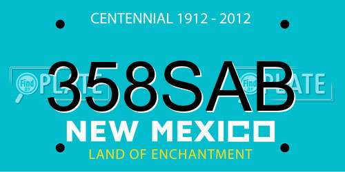 358SAB New Mexico License Plate