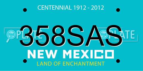 358SAS New Mexico License Plate