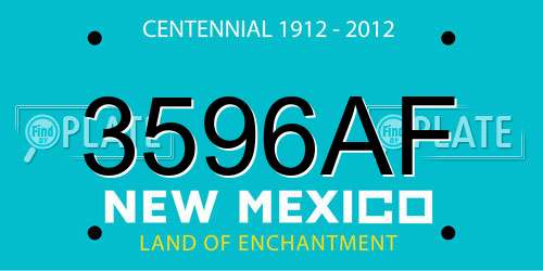 3596AF New Mexico License Plate