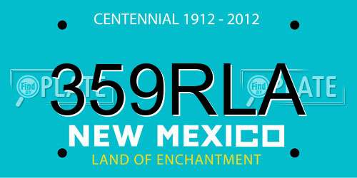 359RLA New Mexico License Plate