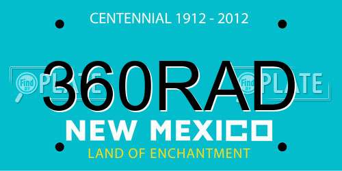 360RAD New Mexico License Plate