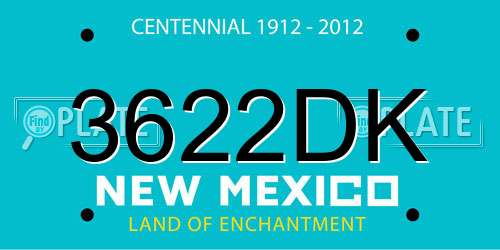 3622DK New Mexico License Plate