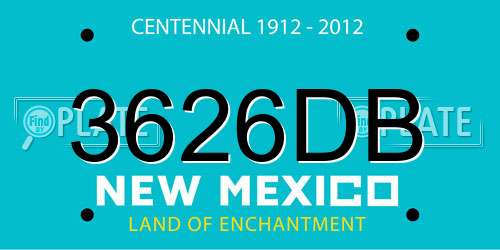3626DB New Mexico License Plate