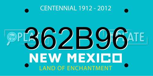 362B96 New Mexico License Plate