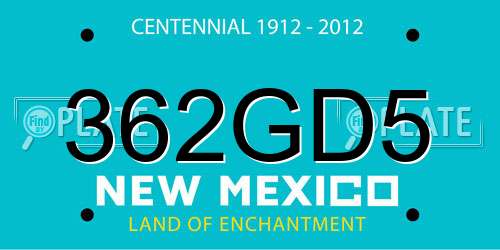 362GD5 New Mexico License Plate