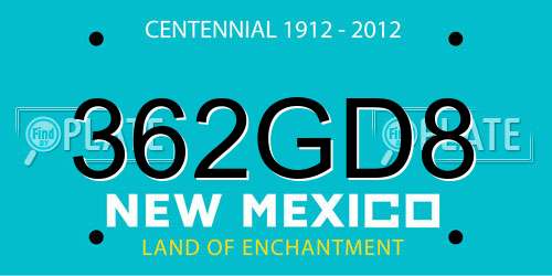 362GD8 New Mexico License Plate