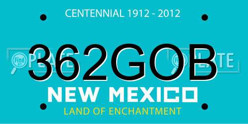 362GOB New Mexico License Plate