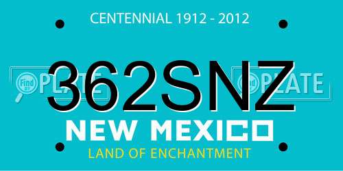 362SNZ New Mexico License Plate